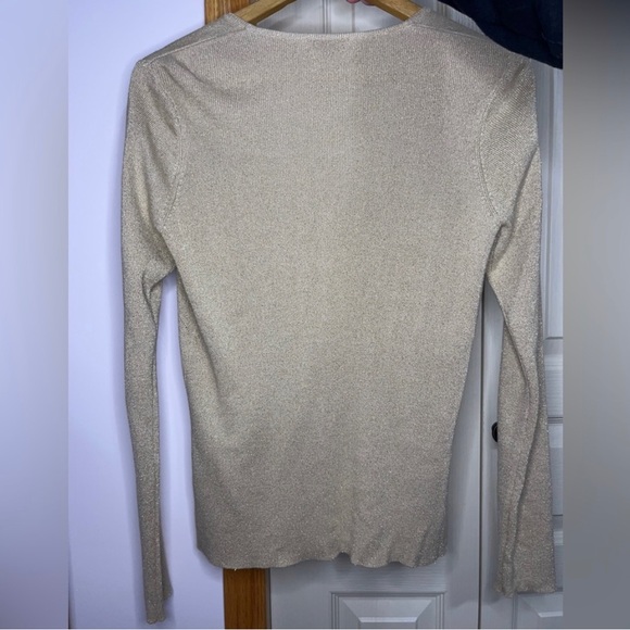 Reitmans Yellow and Gold Metallic Detail Tank Top Turtle Neck + Cardigan - Picture 6 of 10